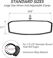 Vista 3 de Espejo retrovisor UTV para jaula antivuelco de 1.5 a 2.0 pulgadas, nuevos espejos RZR con ajuste simple del ángulo de visión, compatible con Polaris