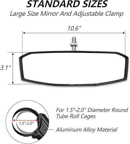 Miniatura 3 de Espejo retrovisor UTV para jaula antivuelco de 1.5 a 2.0 pulgadas, nuevos espejos RZR con ajuste simple del ángulo de visión, compatible con Polaris