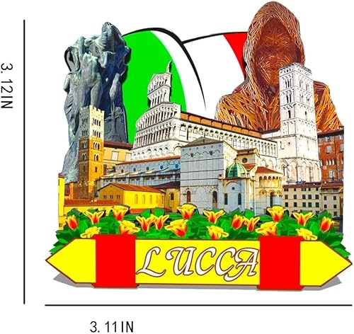 Miniatura 3 de Imán de Italia Lucca para nevera, diseño de madera en 3D, monumentos coleccionables, decoración hecha a mano -351