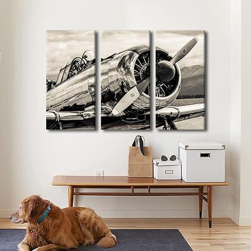 Miniatura 130 de Lienzo decorativo para pared, 3 piezas, póster de nariz de avión, arte de hélice gris, decoración del hogar, lienzo inspirador, decoración de pared