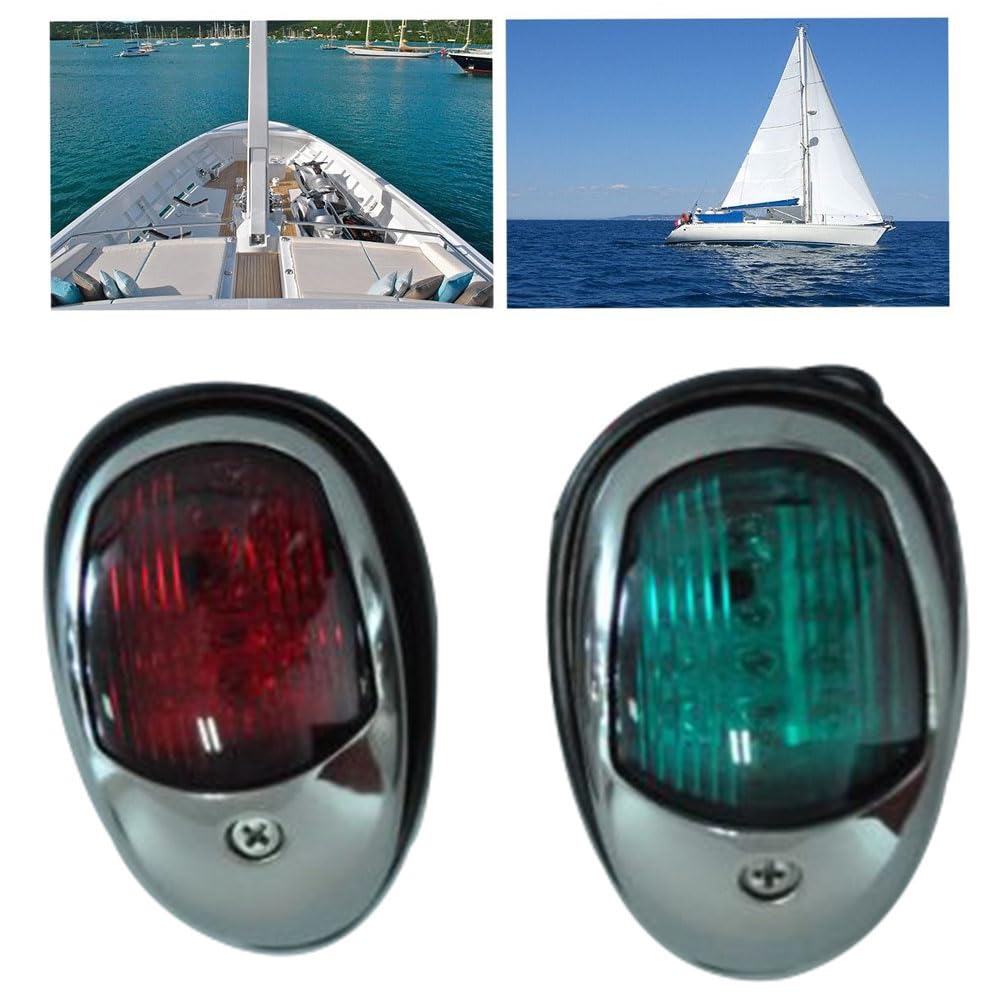 SIKUAI 98 * 55 * 35mm Barca Navigazione Marina Prua Luce Vela Lampada LED 1 Coppia Per Touring Pesca Velocità Pontone Barche Acciaio Inox Verde e Rosso
