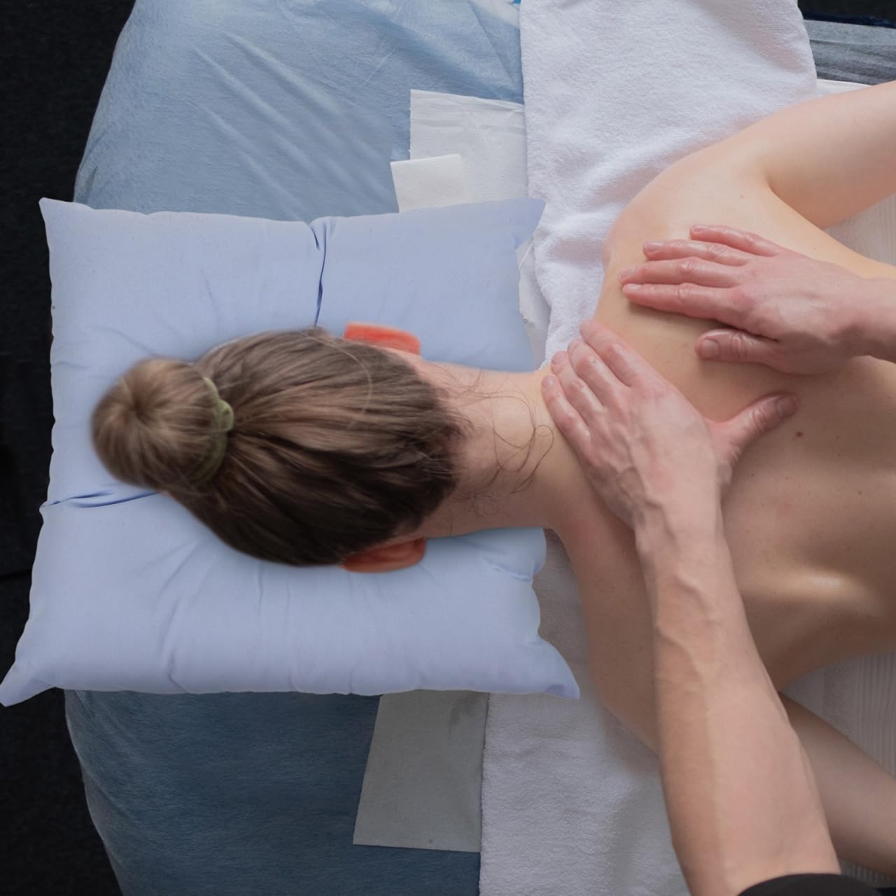 Gatuida Coussin Têtière Table de Massage Coton Confortable pour Salon de Beauté Appui-tête Visage avec Cavité Faciale Design Portable et Bleu
