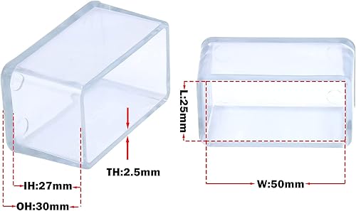 Miniatura 3 de Flyshop 12 tapas para patas de silla, protectores de suelo de muebles de PVC, rectangulares antiarañazos, tapas para patas de silla, 1 x 2 pulgadas,