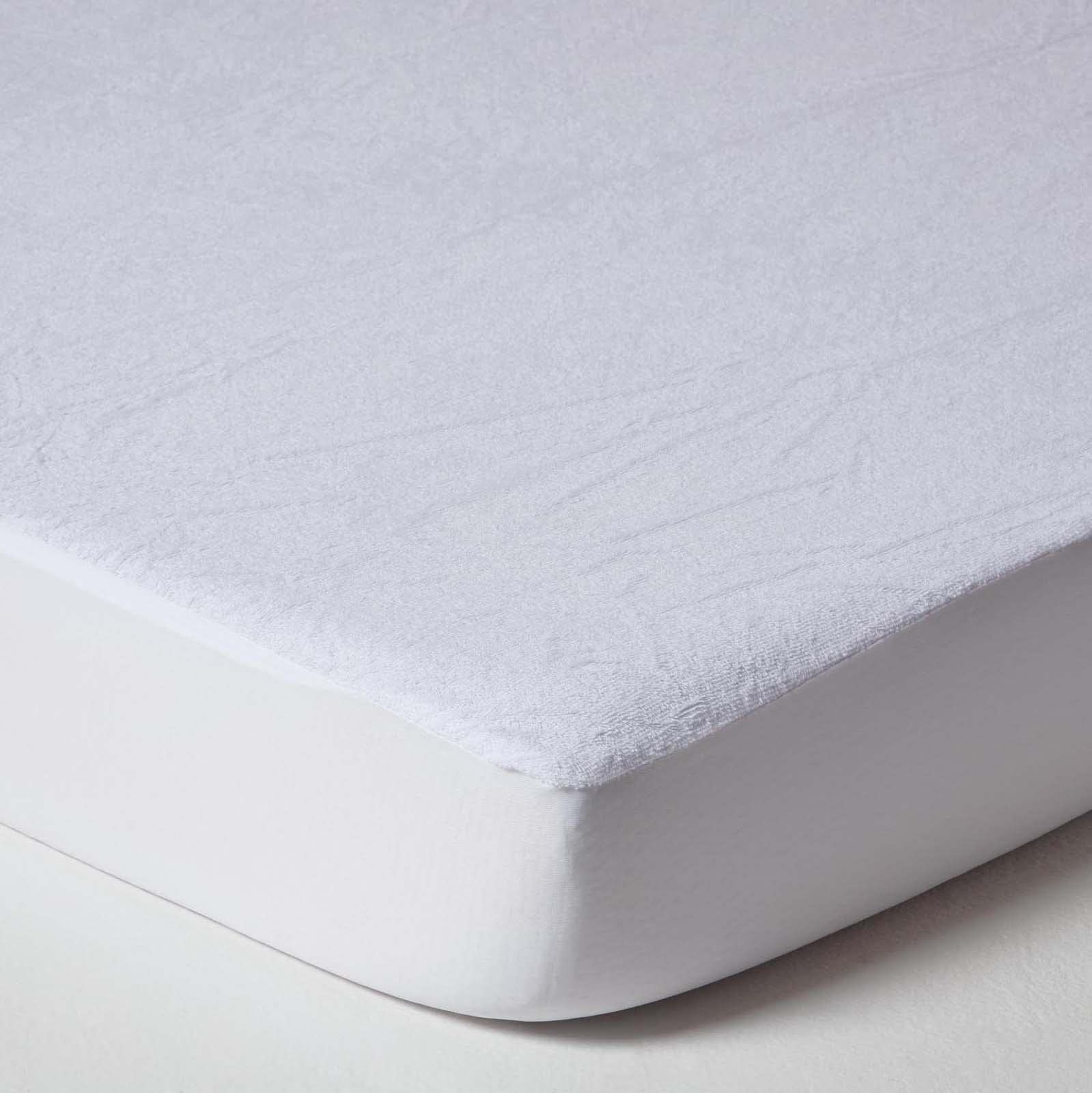 Homescapes (70 X 140 Cm) Cot Bed Terry Towelling Waterproof Mattress Protector, Pack Of 2 White