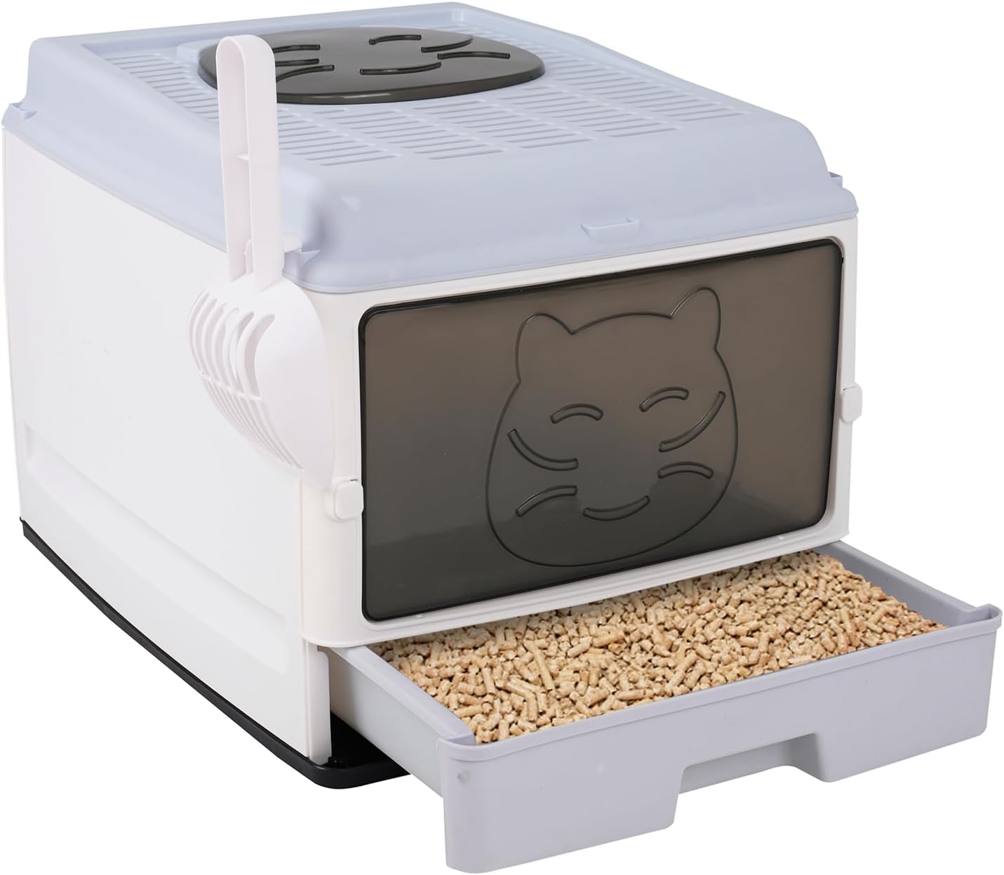 Extra Large Top Entry Cat Litter Box with Lid, Covered