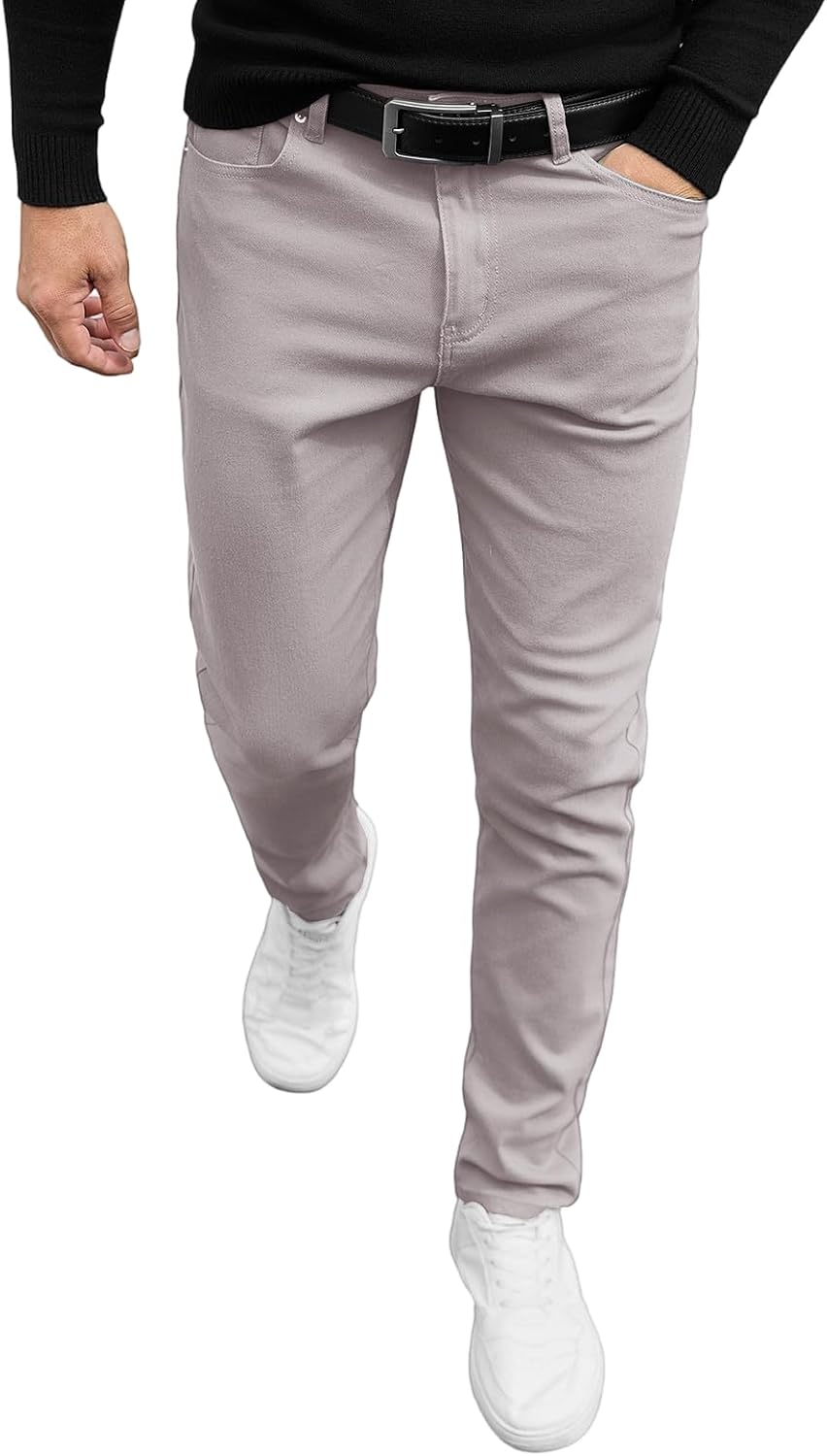 ABSECAI Mens Jeans Pants Skinny Slim Fit Comfy Fashion Denim Stretch Fit Grey 2026 30