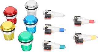 Illuminated Arcade Game Push Button, 32mm Pressure Resistant Arcade Machine Push Button Switch for Gamepads