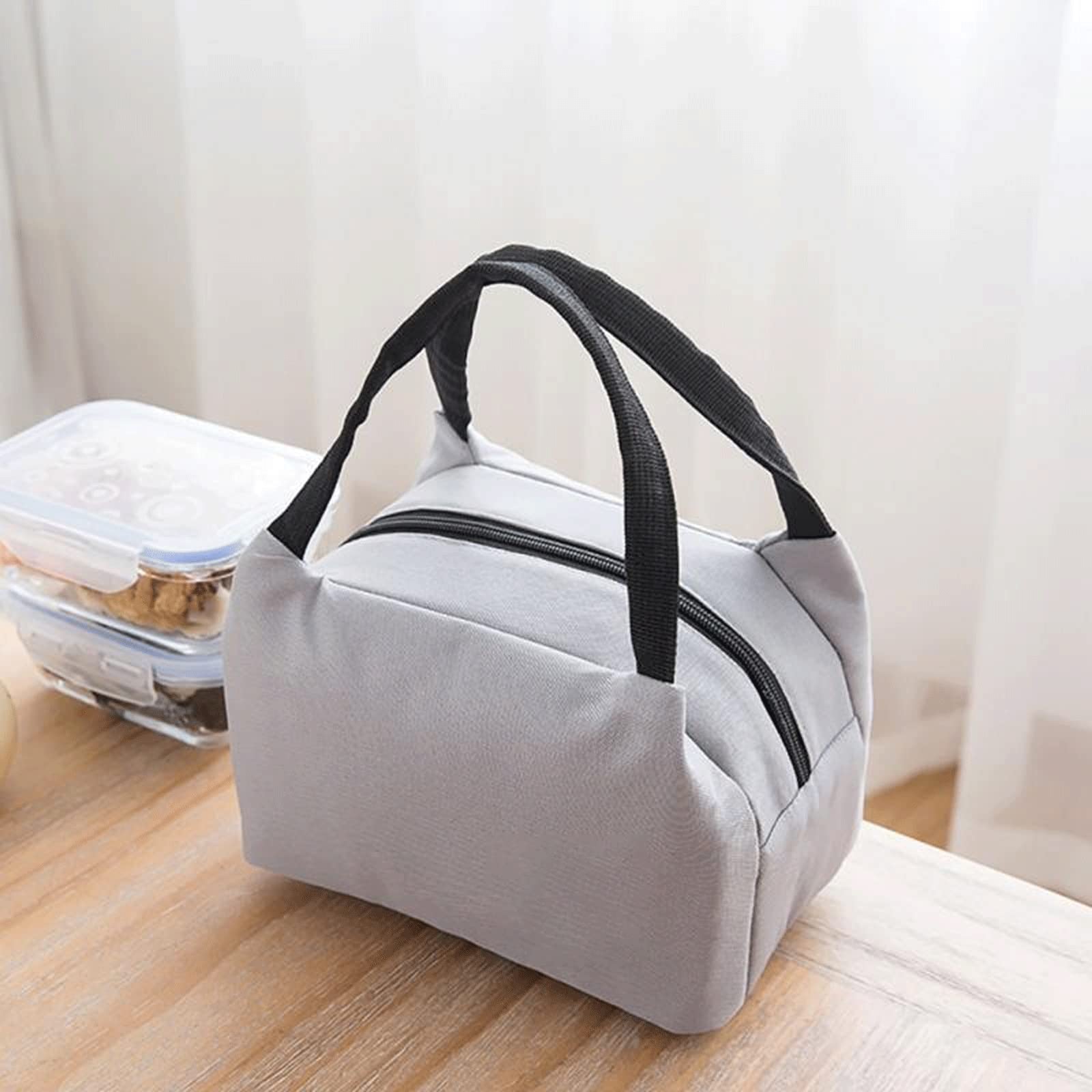 Picknickkorb, Isoliertasche für Lebensmittel, tragbare wasserdichte Lunchtasche mit Reißverschluss, Lunchbox, Aufbewahrungstasche aus Oxford-Stoff und Aluminiumfolie (Farbe: 02, Größe: 21 * 14 * 13)