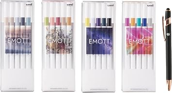 Uni EMOTT Water-Based Pen Ever Fine Assorted 20 Colors Set Japan import With Kanji LOVE Sticker, 6.69 x 5.11 x 1.57