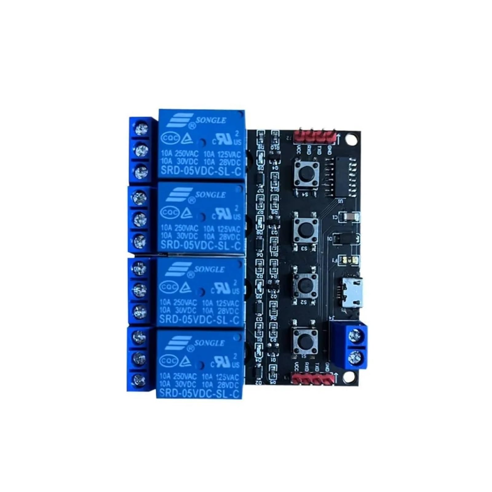 Modulo relè PLC Scheda di controllo modulo relè a 4 canali porta seriale TTL Relè di alimentazione 5V