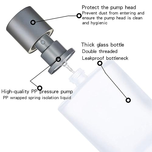 Miniatura 10 de Paquete de 2 botellas vacías de vidrio esmerilado de 1.7 fl oz1.69 onzas, atomizador de perfume, botellas de perfume vacías recargables en aerosol
