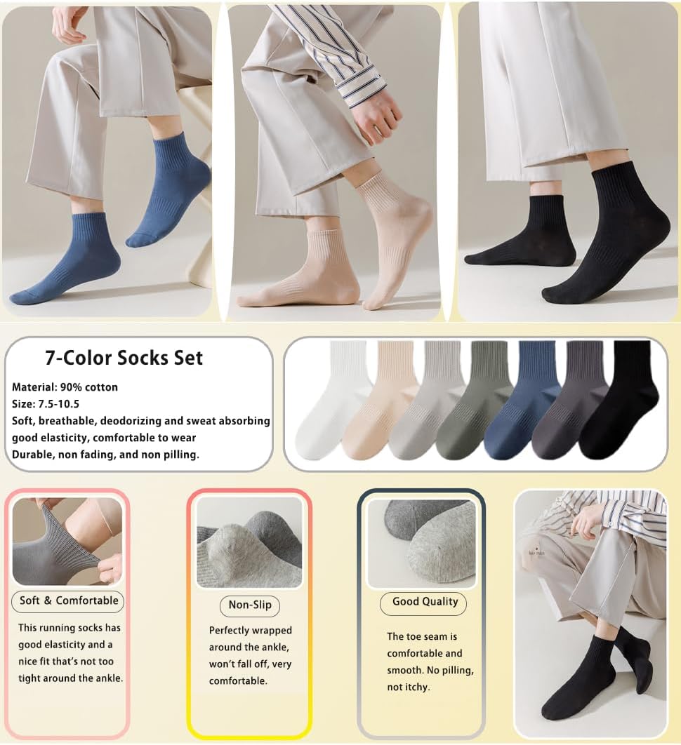 3 Pairs Cotton Crew Socks for Men and Women, Breathable Soft Casual Ankle Socks for Daily & Sports, Breathability Size 5-11
