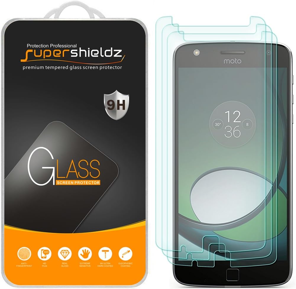 (3 Pack) Supershieldz Designed for Motorola Moto Z Play and Moto Z Play Droid Tempered Glass Screen Protector, Anti Scratch, Bubble Free