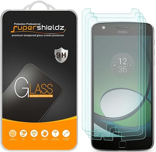 Supershieldz Protector de pantalla de vidrio templado diseñado para Motorola Moto Z Play y Moto Z Play Droid, antiarañazos, sin burbujas