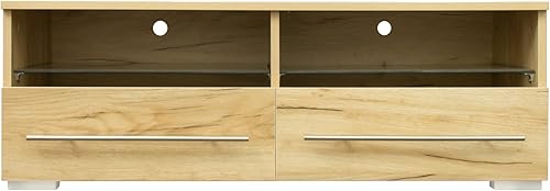 Miniatura 3 de Soporte de TV LED para TV de hasta 43 pulgadas soportes de TV de madera con 2 cajones y estantes abiertos moderno centro de entretenimiento con 2