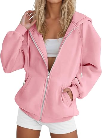 Zip Up Sweatshirt Women 2026 Y2K Casual Long Sleeve Zipper Hoodies