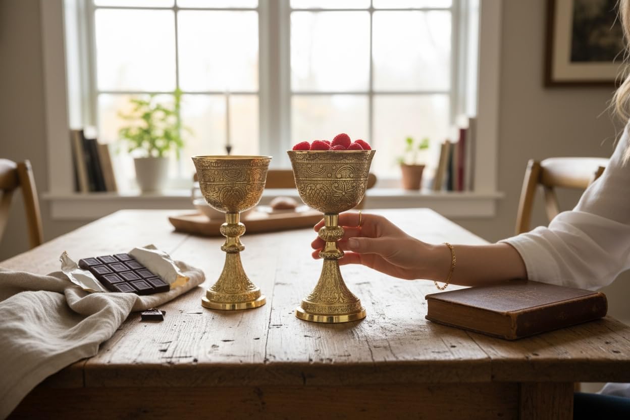 Handcrafted Brass Goblet Chalice | Antique Engraved Brass Wine Cup for Ritual, Decor, Gifting | Vintage Religious Chalice for Altar, Temple, Home Use | Ornate Decorative Metalware x 1Pc