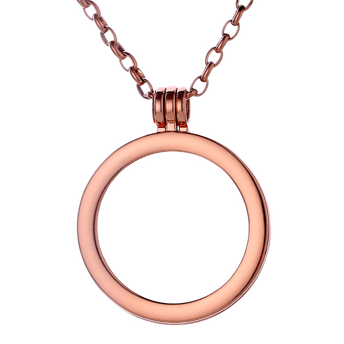 Morella Collana Donna 70 cm Acciaio Inossidabile Oro Rosa con Coins Moneta amuleto Ciondolo Rotondo 33 mm per Coins in Sacchetto di Velluto