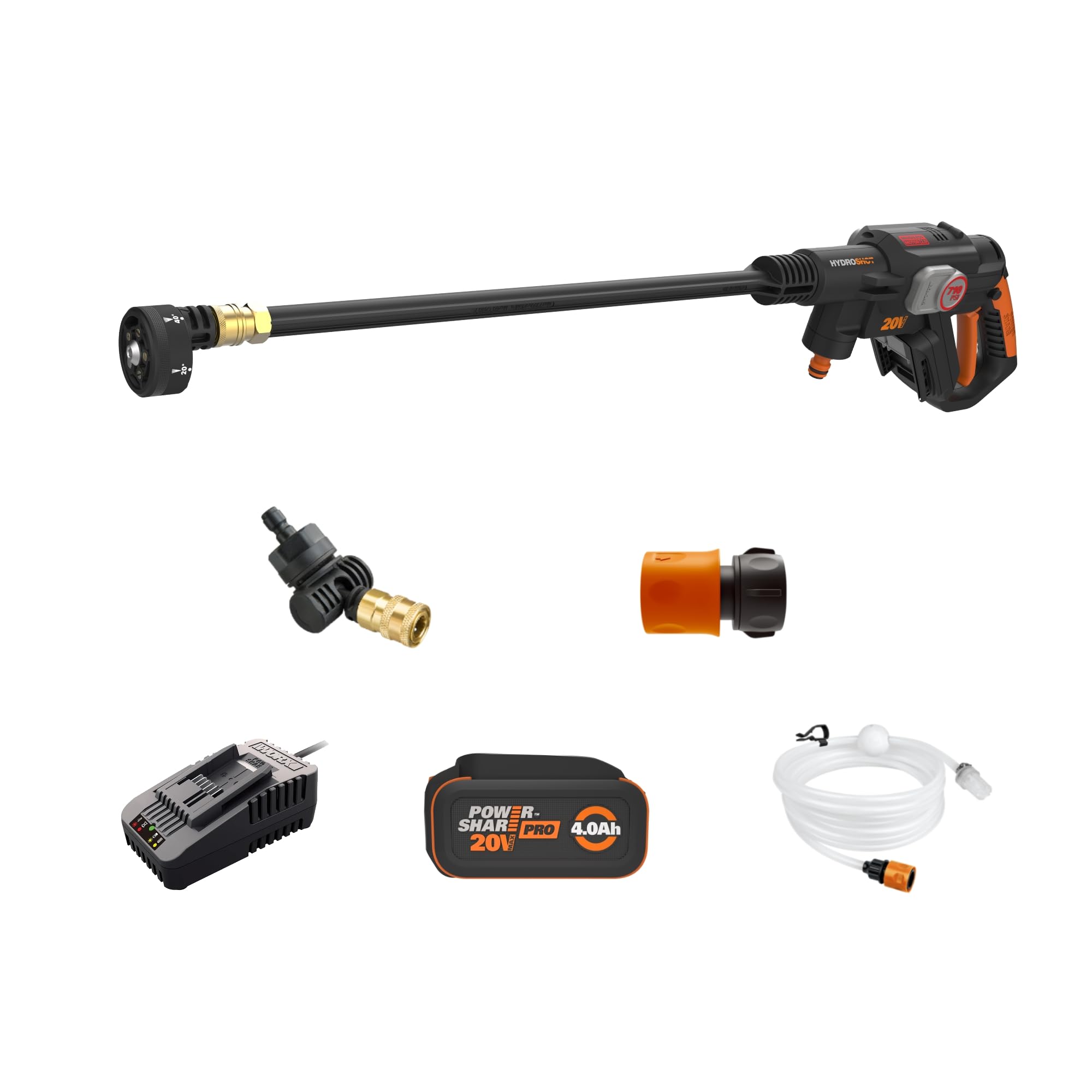 WORXNitro Hydroshot 20V 710PSI Light-Duty Electric Pressure Washer with Brushless Motor Cordless, Lightweight, 5-in-1 Portable Power Cleaner, Power Share Compatible – Battery & Charger Included