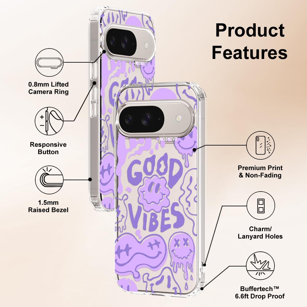 MOSNOVO Case for Google Pixel 10 & Pixel 10 Pro, [Buffertech 6.6ft Military-Grade Drop Protection] [Anti Peel Off Tech] Clear TPU Bumper Phone Case Cover Design - Cute Cherry — view 687