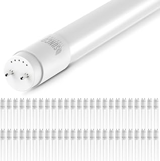 Sunco 50 Pack T8 LED 4FT Tube Light Bulbs Ballast Bypass Fluorescent Replacement 6000K Daylight Deluxe 18W Frosted Cover Retrofit Single Ended Power (SEP) Commercial Grade – UL