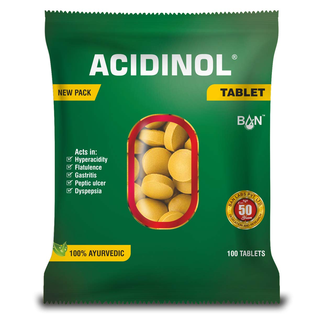 Ban Labs Acidinol Tablet (100 Tablets) - Pack of 1