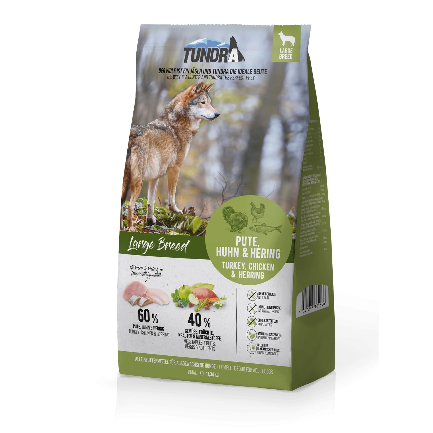 Tundra Hundefutter Large Breed mit Pute & Hering - getreidefrei (11,34kg)