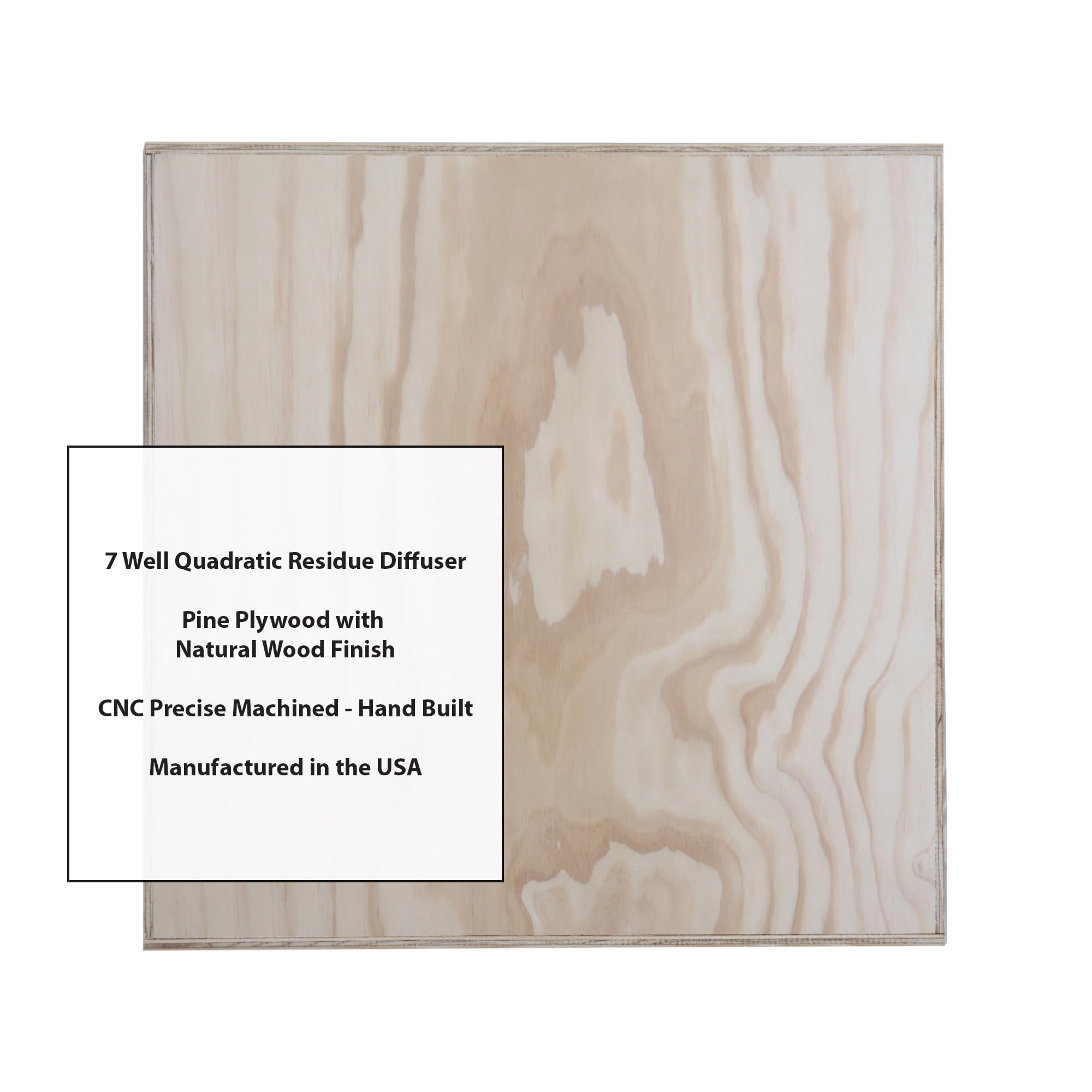 ATS Acoustics QRD Wood Acoustic 7 Well Quadratic Residue Diffuser 23" x 23" x 6.5" Effective Studio Quality Sound Diffusion - Image 4