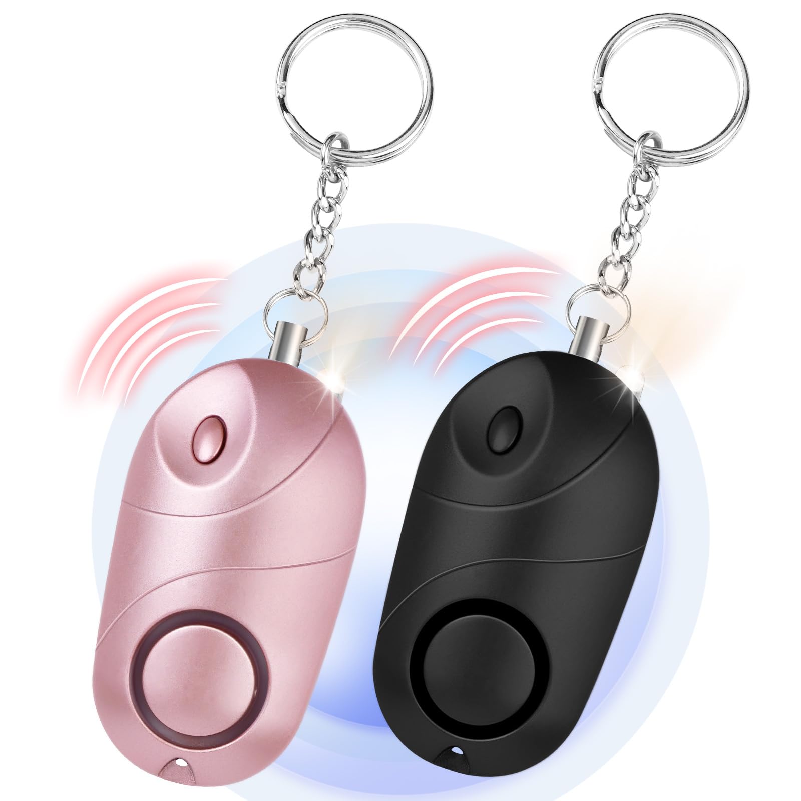 flintronic Alarma Personal de Emergencia 140dB, 2PCS Alarma Seguridad Autodefensa con Luz Estroboscópica, para Mujeres para Turno Nocturno para Mujeres, Niños,Ancianos, Turno Nocturno
