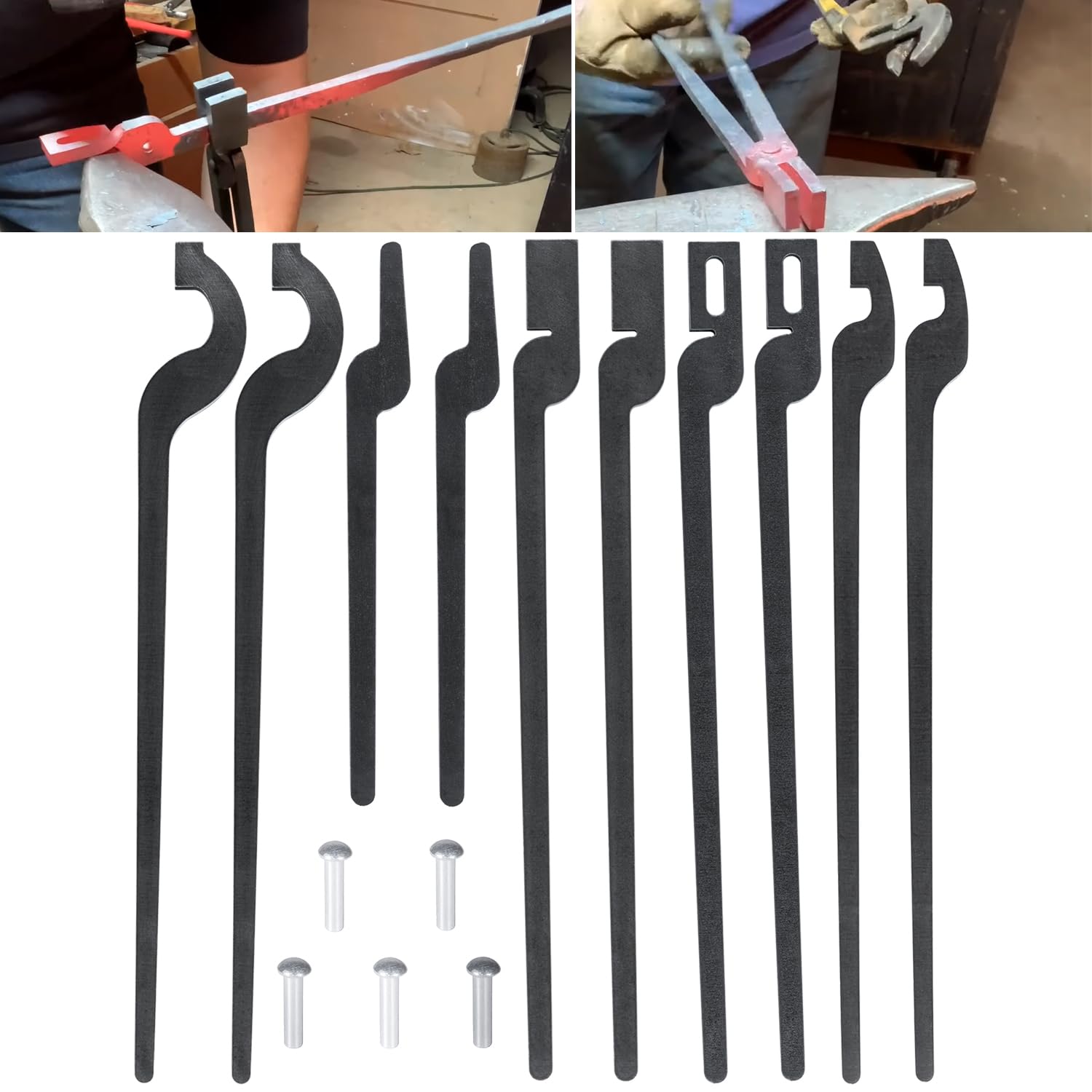 5 Pairs DIY Rapid Tongs Bundle Set Five Types of Blacksmith Tongs Forging Tongs Comes with Rivet for Beginner Further Smithing