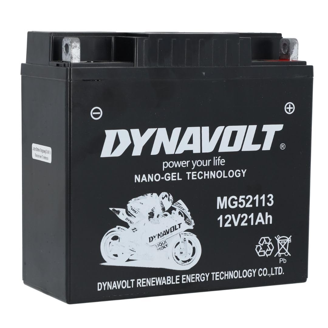 DYNAVOLT - NANO-GEL MG52113 Motorradbatterie 12V, 21Ah, 390A. Ersetzt YTX19BL-BS. Maße: 183x79x171mm. Wartungsfreie Motorradbatterien mit Nano-Gel-Technologie. Ideal für Rennmotorräder