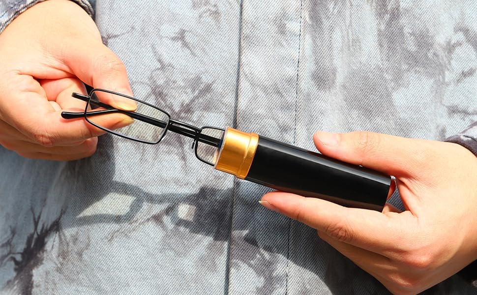 Miniatura 7 de 3 pares de mini anteojos de lectura de metal delgados de tamaño de bolsillo, compactos, ligeros, portátiles tu elegante compañero de viaje para