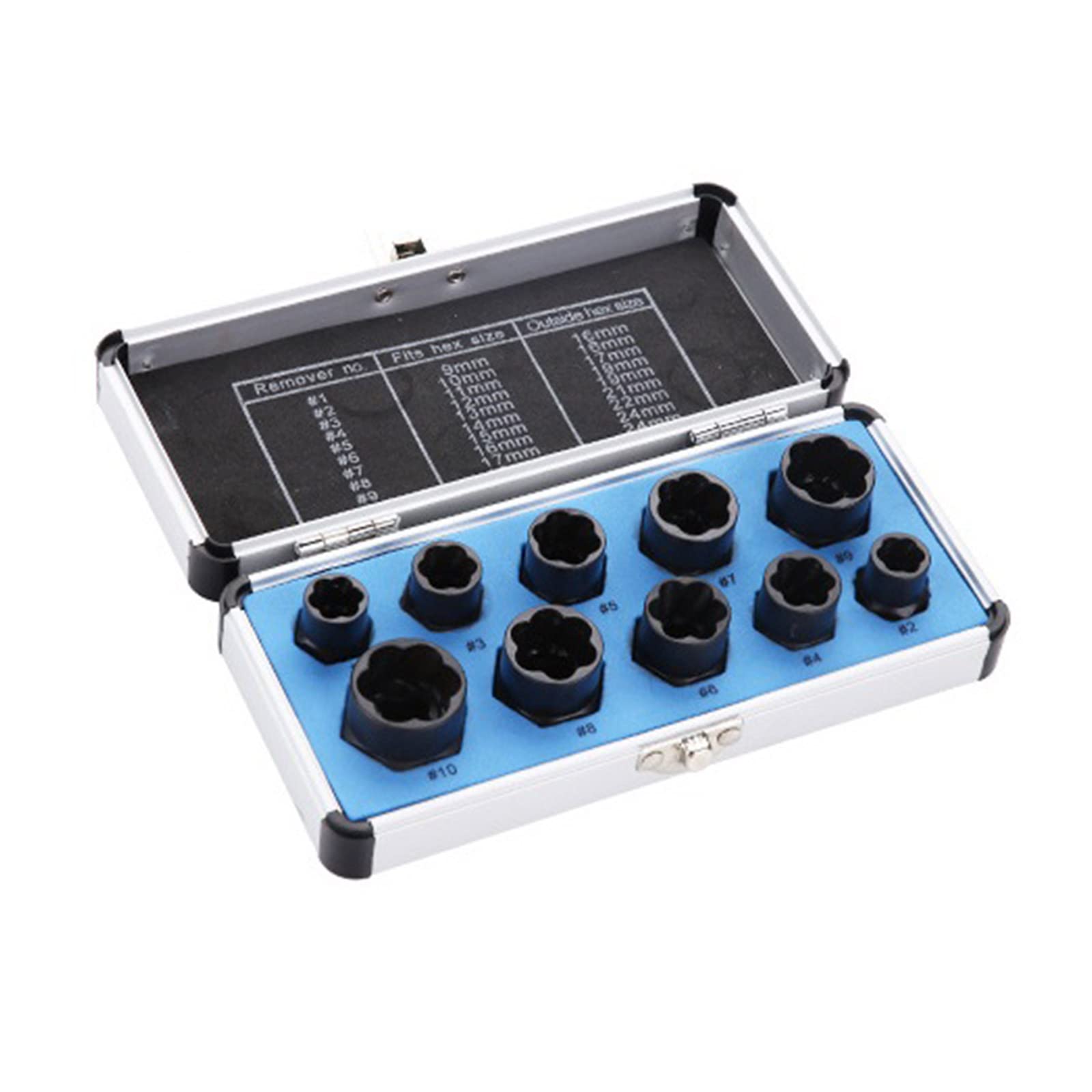 Nueayms Black Bolt Nut Remover Screw Extractor Tool Socket Set Strip Tool Reverse Thread Damaged Nut Metric Kit With Storage Case For Damaged Rusty Rounded Bolts