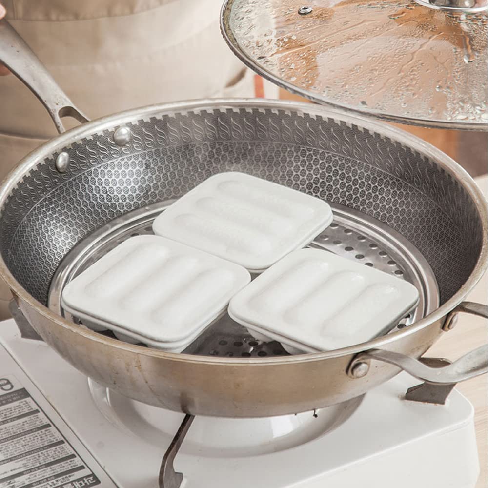 Molde de Salchicha de 3 Cavidades Antiadherente de Porcelana Blanca, Juego de 2