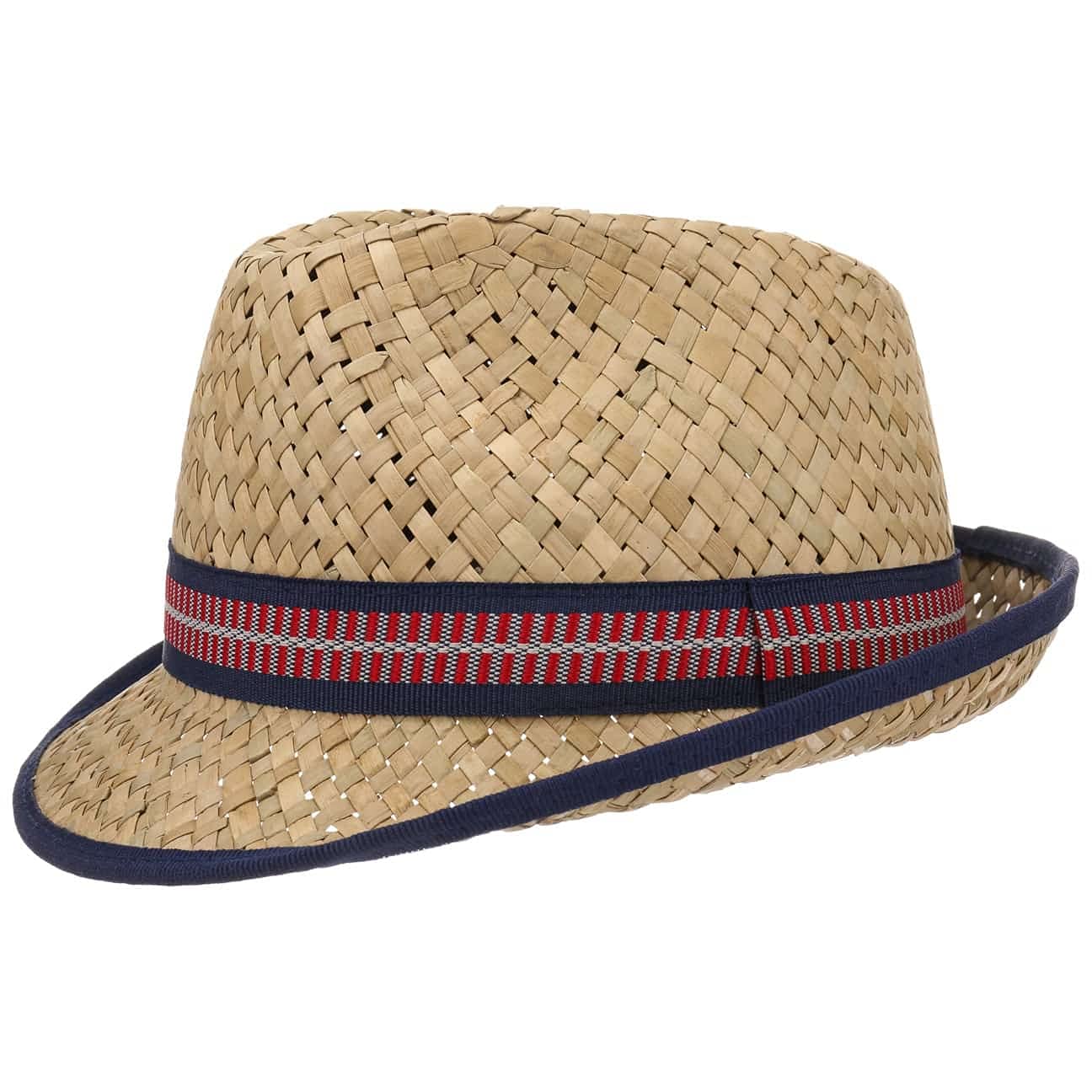 LIPODO Sombrero de Niño Larino Trilby - Made in Italy Paja Playa con Banda Grosgrain, Ribete Primavera/Verano