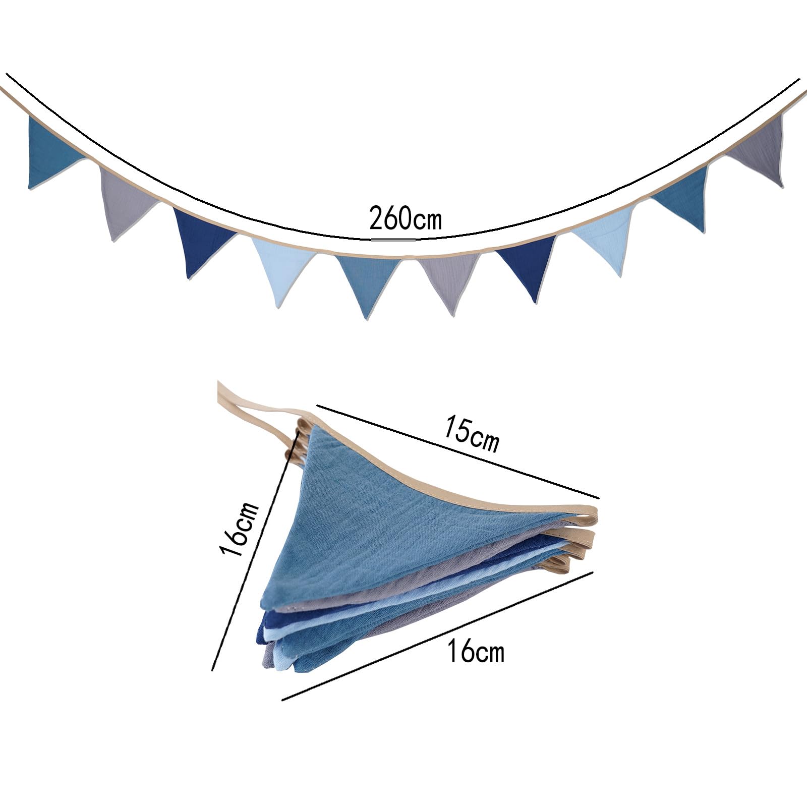 Bandierine per Cameretta dei Bambini, 2.6m Bandierine Letto, Bandierine Colorate, Tessuto in Cotone e Lino, Adatto per Decorare Lettini Culle Pareti e Stanze dei Bambini(Colori Delle Caramelle