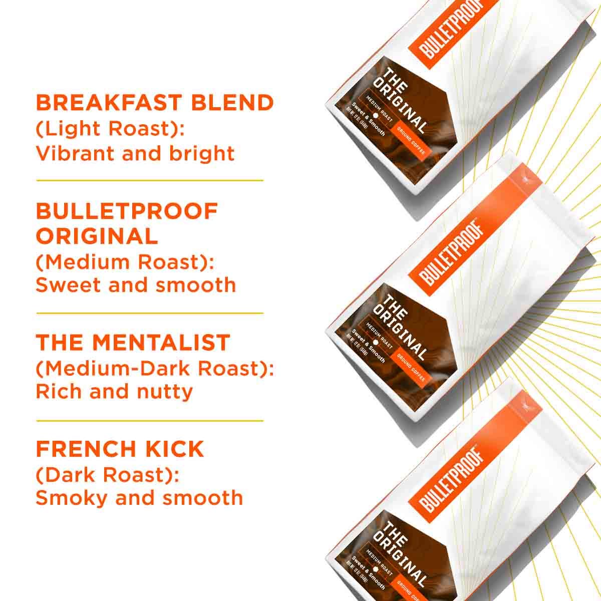 Bulletproof Original Medium Roast Ground Coffee, 12 Ounces (Pack of 3
