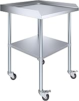 Vista 1 de AmGood Mesa de trabajo comercial con protector contra salpicaduras y salpicaduras laterales con ruedas NSF