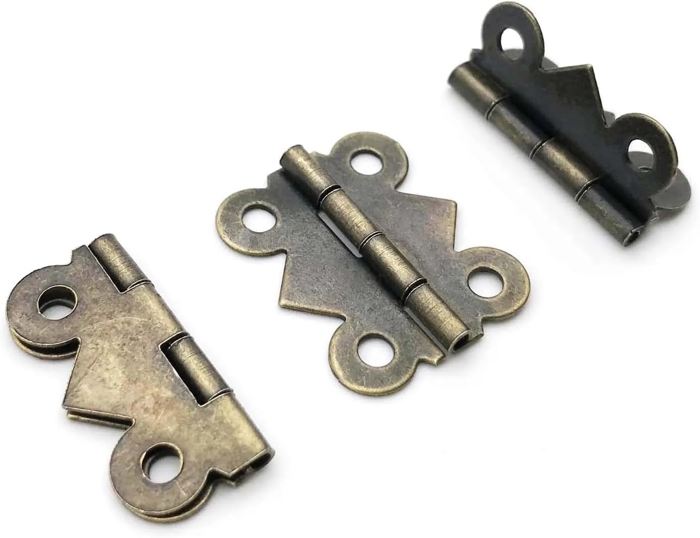 Iron Shape Golden Bronze Jewelry Chest Wooden Music Box Wine Case Dollhouse Cabinet Door Hinge 12Pcs(Large Bronze)