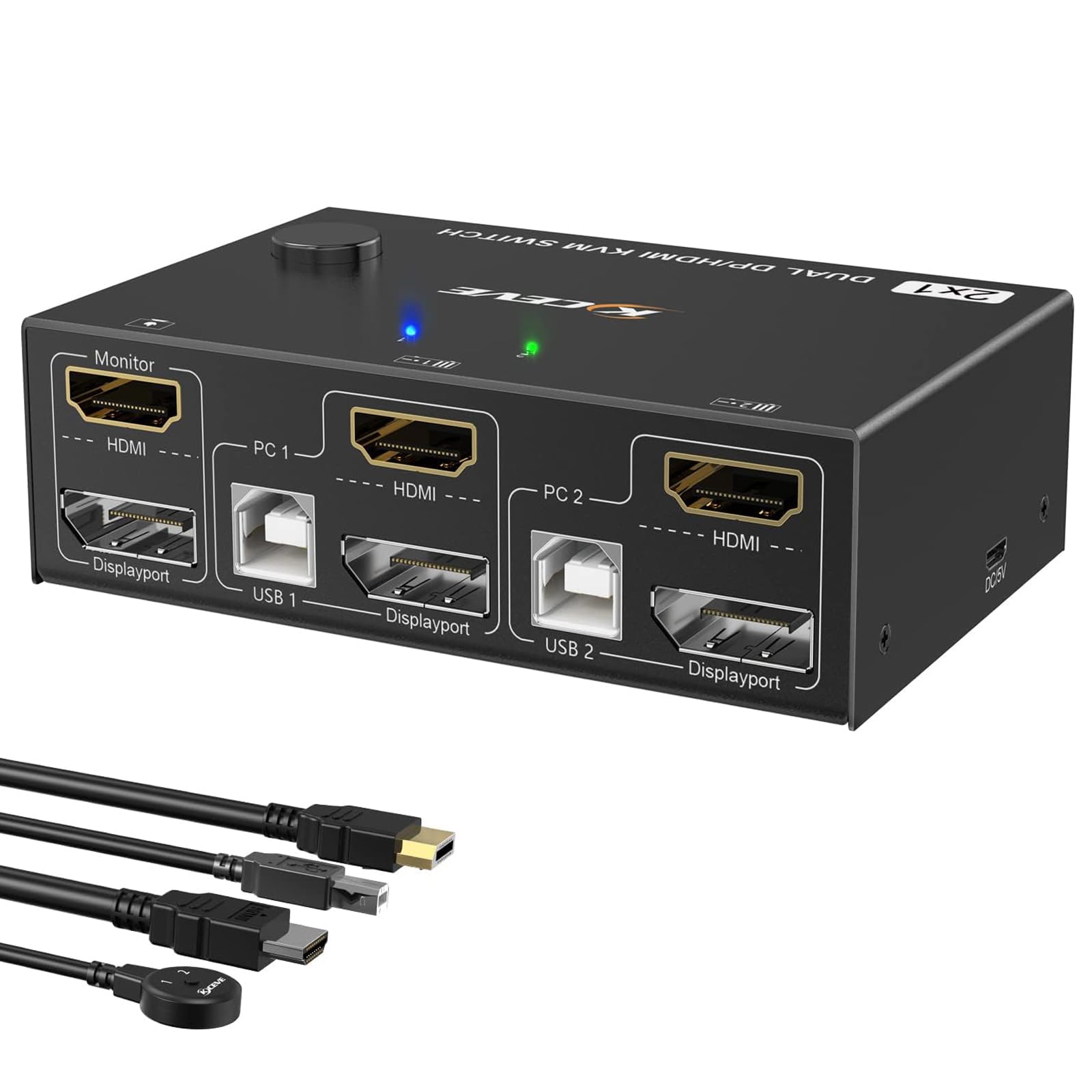 Amazon.co.jp: KCEVE 4K デュアルモニター KVMスイッチ 2入力2出力