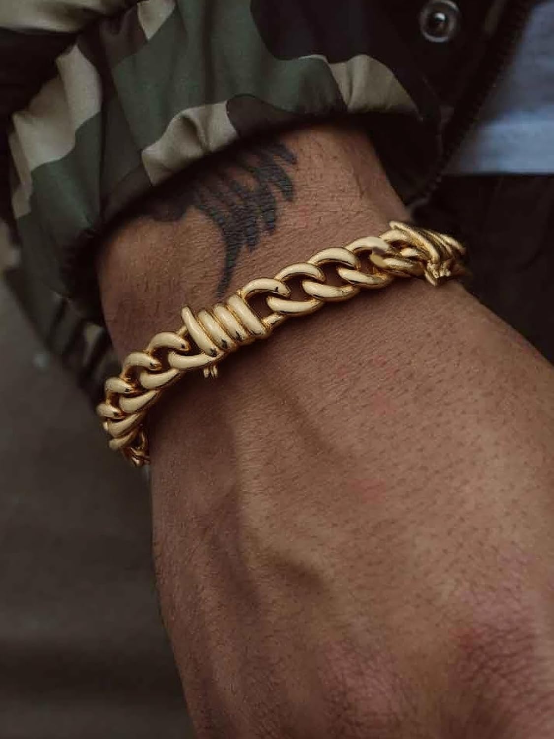 ChainsHouse Barbed Wire Bracelet, Cuban Link Chain Bracelet for Men, Stainless Steel Gothic Punk Thorns Hand Chain, Hip Hop Jewelry, 5/7/9/12mm Width, 7"-8.3" Length, Send Gift Box