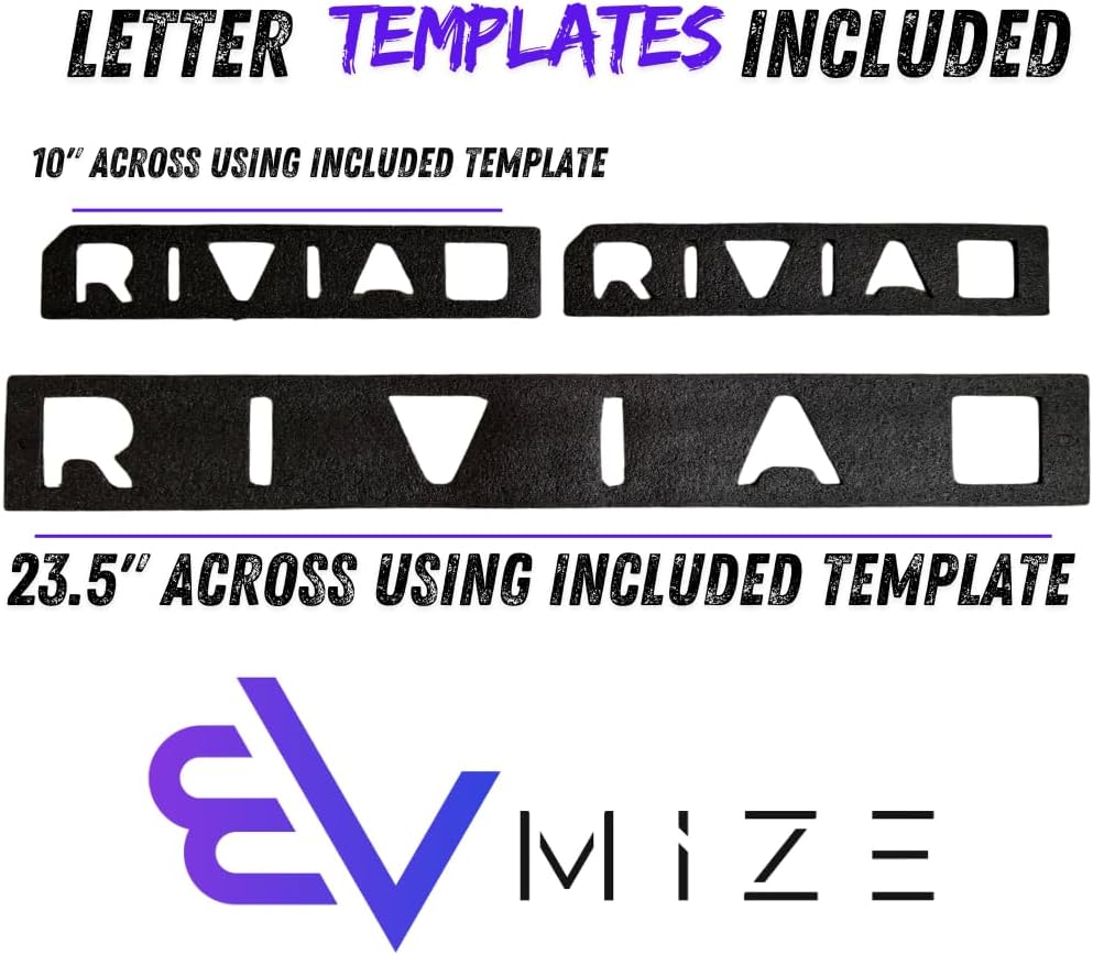 Emblem Set Matte Black Logo Square Badge Letters for Rivian R1S R1T (R1T - Full Set)