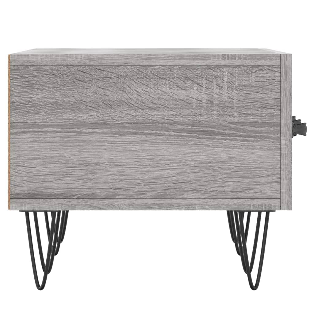 Szafka pod telewizor Sonoma szara z materiału drewnopochodnego 150 x 36 x 30 cm z żelaznymi nogami, 3 szuflady, niska szafka do salonu, gier, kina domowego, schowek, zarządzanie kablami