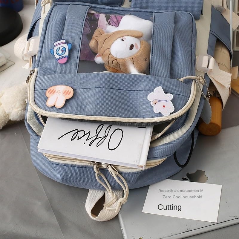 Miniatura 7 de Linda mochila con accesorios kawaii Juego de 5 bolsas estéticas, Negro -