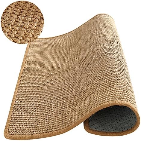 M&MKPET Natural Sisal Cat Scratcher Mat Horizontal Cat Floor Scratching Pad Rug Scratch Pad for Cat Grinding Claws & Protecting Furniture (23.6" 23.6")