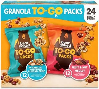 Granola To Go Variety Pack, Vanilla Almond Crisp & Fruit & Nut Medley, 24 Snack Packs Total, 12 of Each Flavor, 1.6 oz Pouches, Grab and Go Granola Snack Pack Assortment
