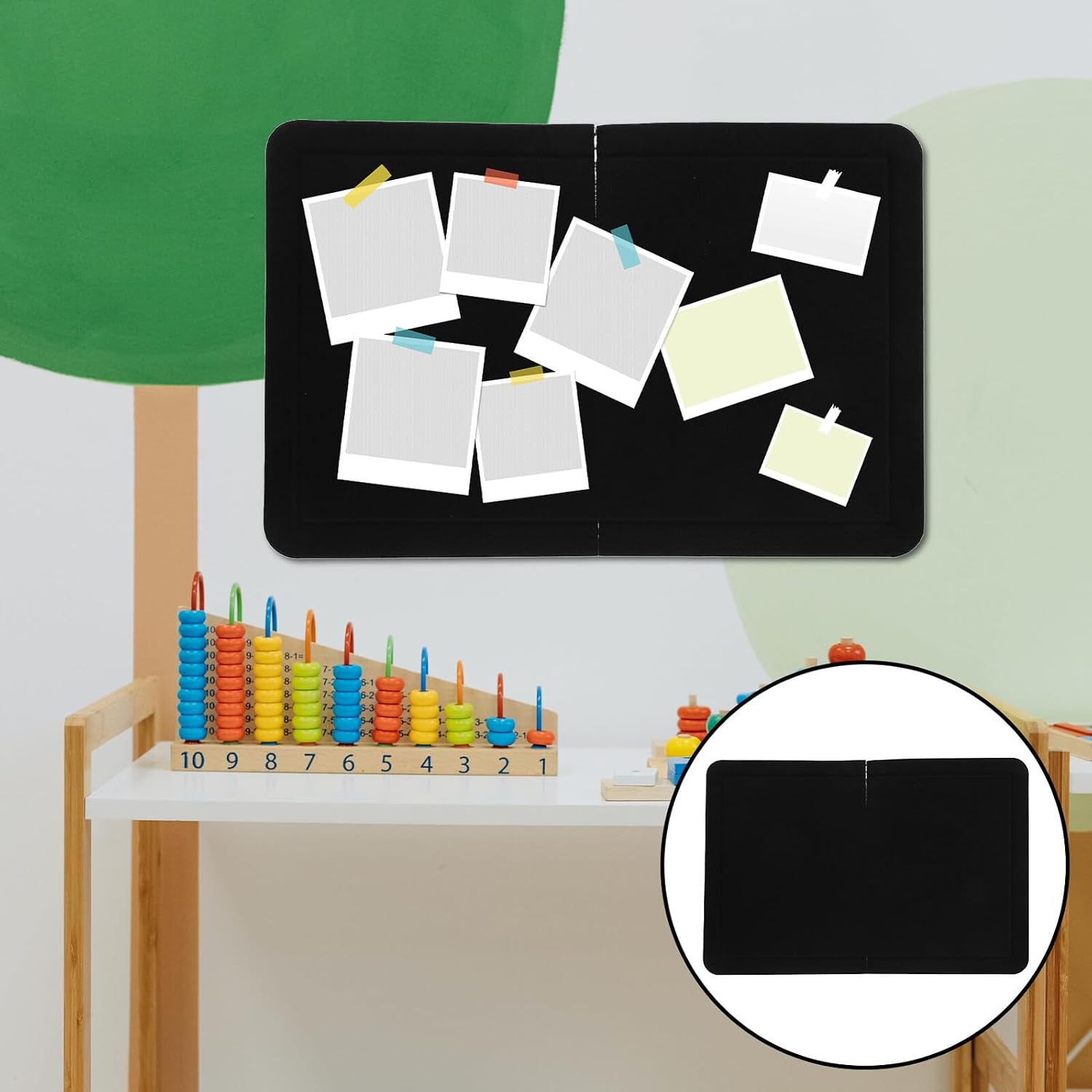 Toyvian Felt Bulletin Board Wall Sticker 40x60cm Black Decorative Memo Board for Kindergarten Photo Display School Office Kitchen Wall Decor