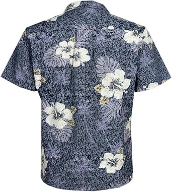 Palmwave Mens Hawaiian Cotton Aloha Shirt, Short Sleeves Button Down Beach Clothing. Big Mens Shirt, Floral Casual Shirt.