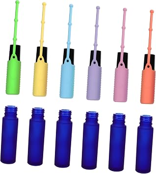 NOLITOY Refillable Frosted Glass Roller Bottles with Silicone Sleeves Smooth Stainless Steel Design for Essential Oils Perfume Travel Leak Easy to Use