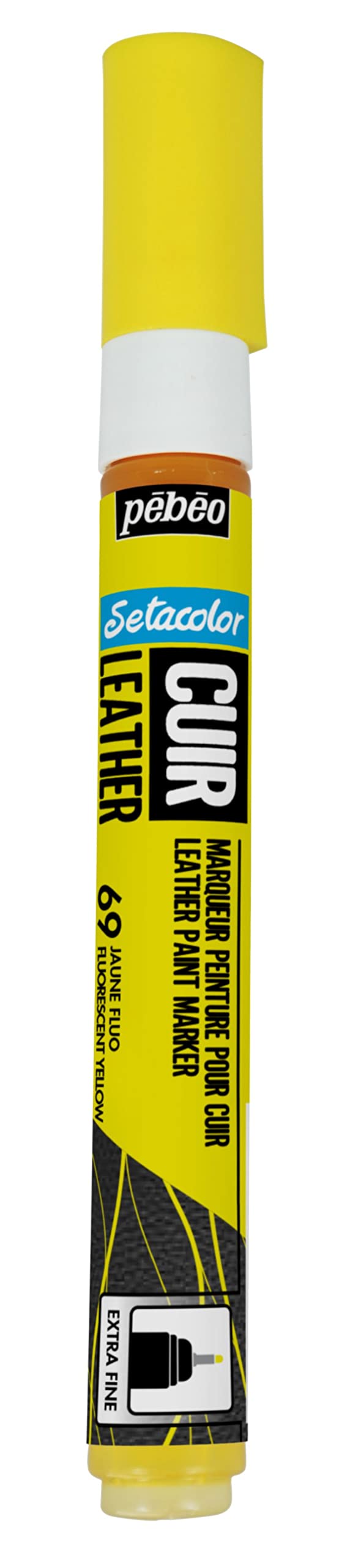 Pebeo Fluo Yellow - Setacolor Leather - Acrylic Marker For Leather And Leatherette - Customization Bag, Shoe, Sneaker - Scratch Resistance, Folds, Rubbing - Fluorescent Effect –